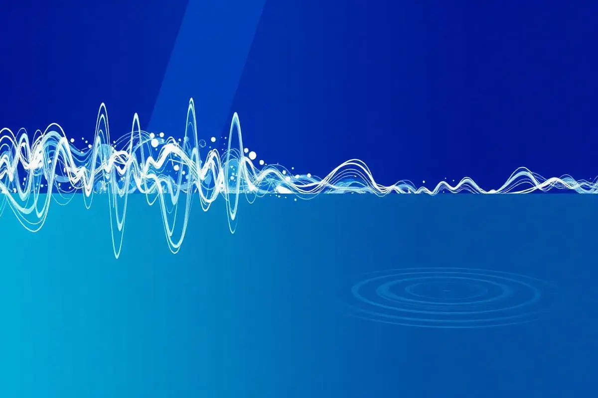 Visual representation of acoustic glass dampening loud street noise into quiet sound waves
