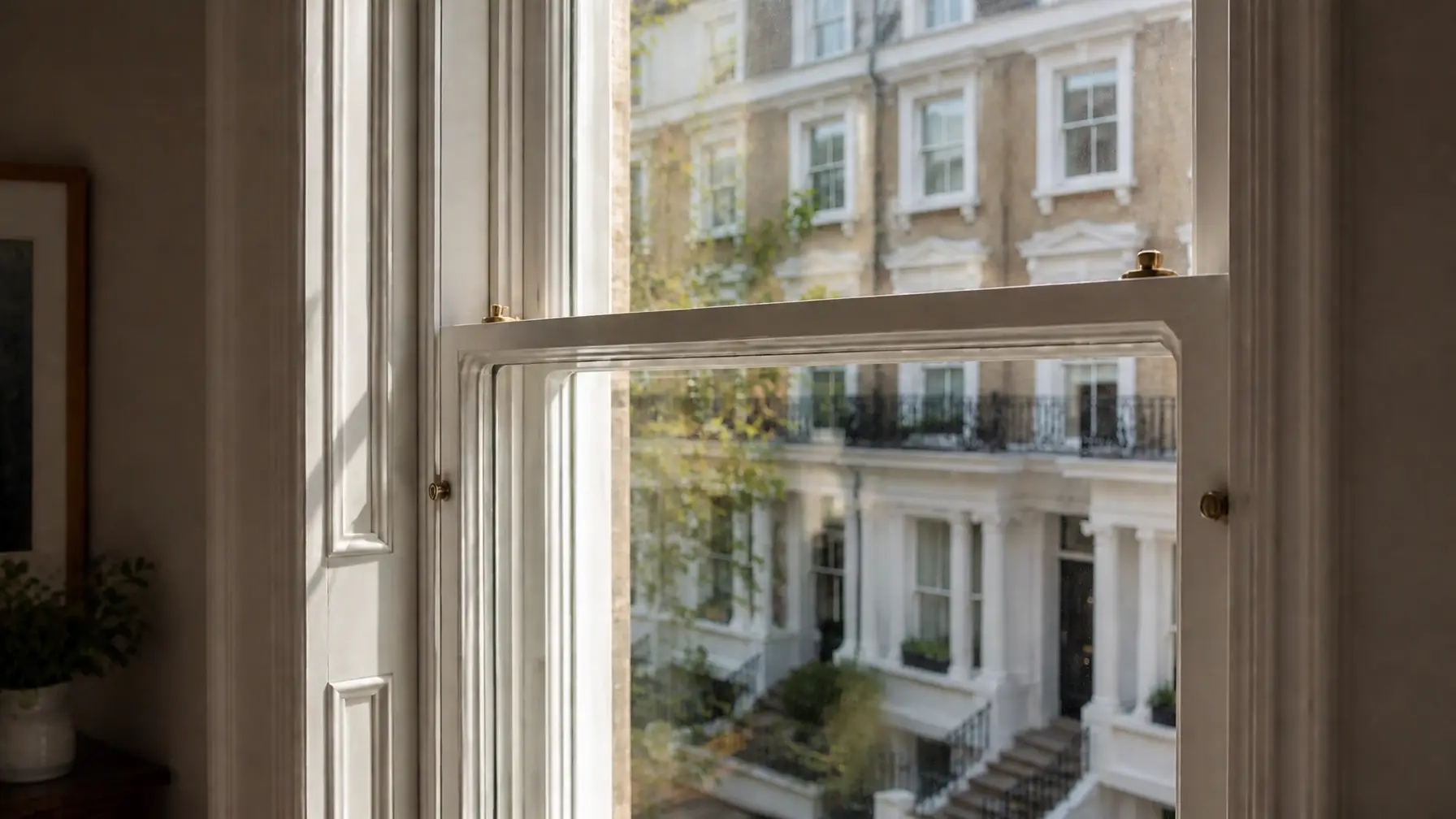 Discreet secondary glazing fitted behind an original heritage sash window