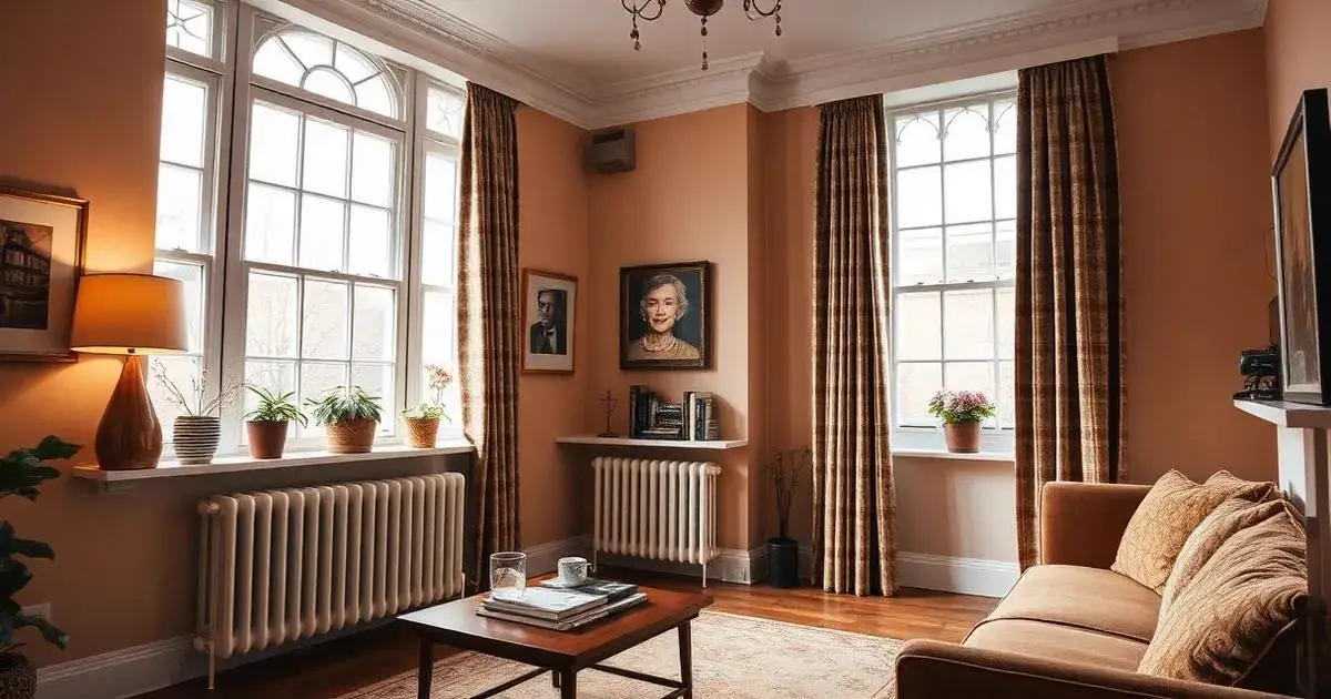 London townhouse interior with discreet secondary glazing fitted behind original sash windows for thermal efficiency