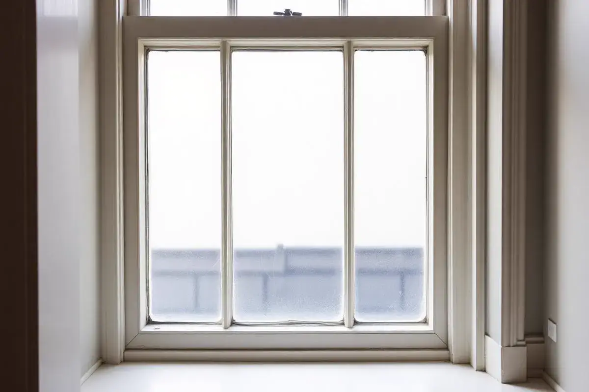 Cross-section of Georgian sash window with secondary glazing showing insulating air gap for listed building Cross-section of Georgian sash window with secondary glazing showing insulating air gap for listed building