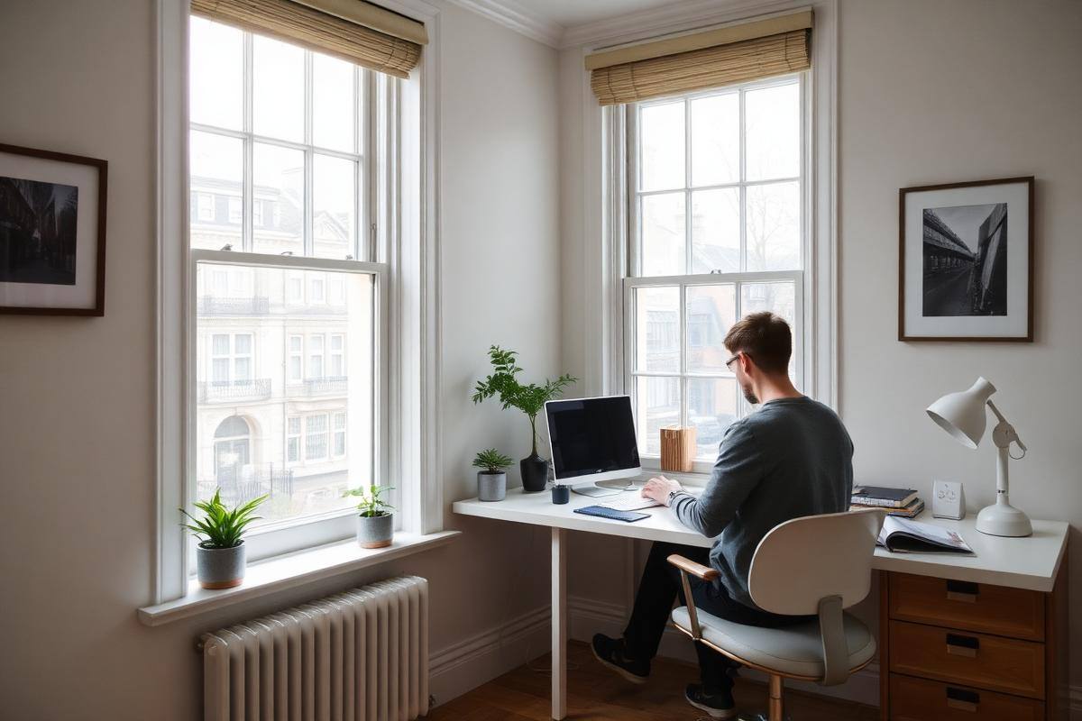 Quiet home office environment after secondary glazing installation