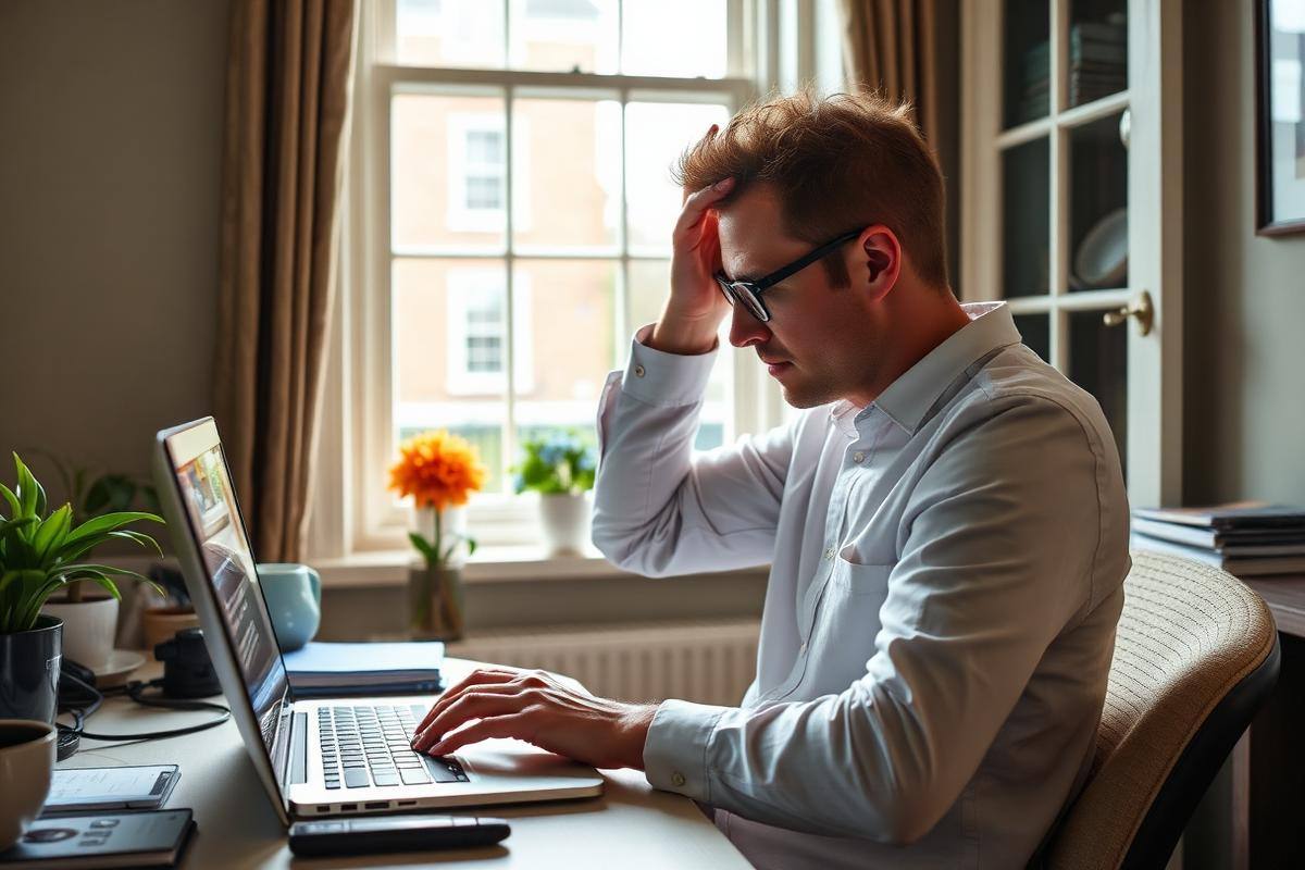 Remote worker struggling with noise during video call