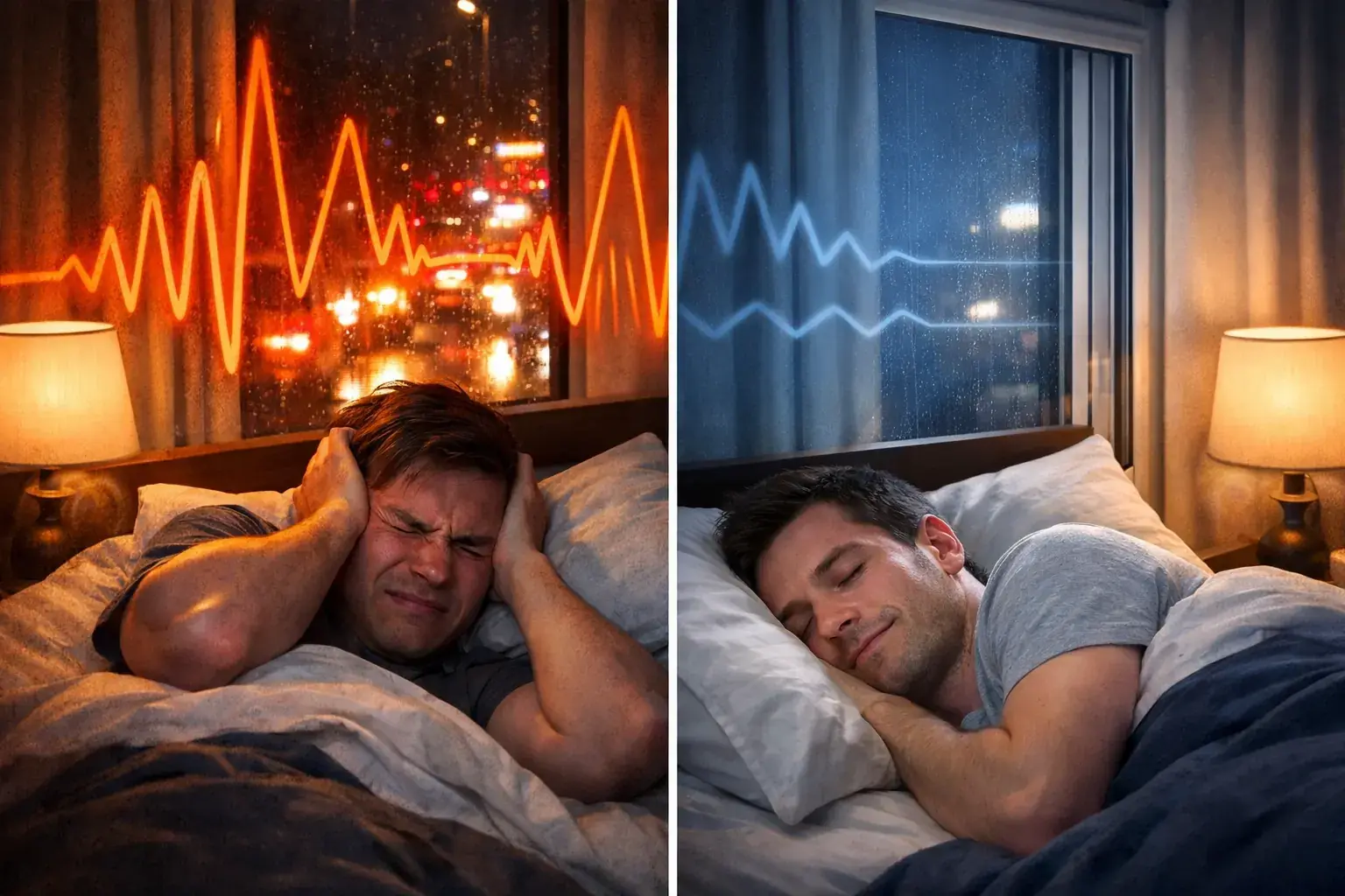 Before and after comparison of acoustic secondary glazing noise reduction from traffic sounds to peaceful sleep Before and after comparison of acoustic secondary glazing noise reduction from traffic sounds to peaceful sleep
