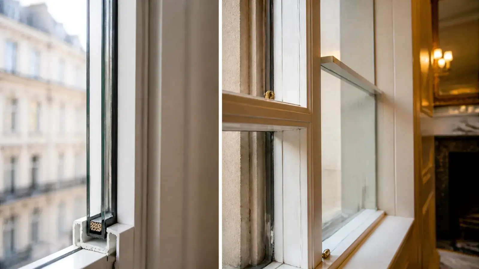 Close comparison of a thin double-glazed unit versus a wide 100-150mm acoustic secondary glazing cavity