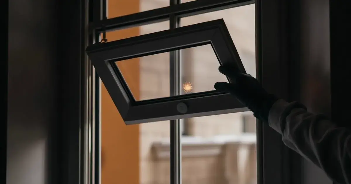 Discreet lift-out secondary glazing panel being removed from a period sash window reveal in a London home