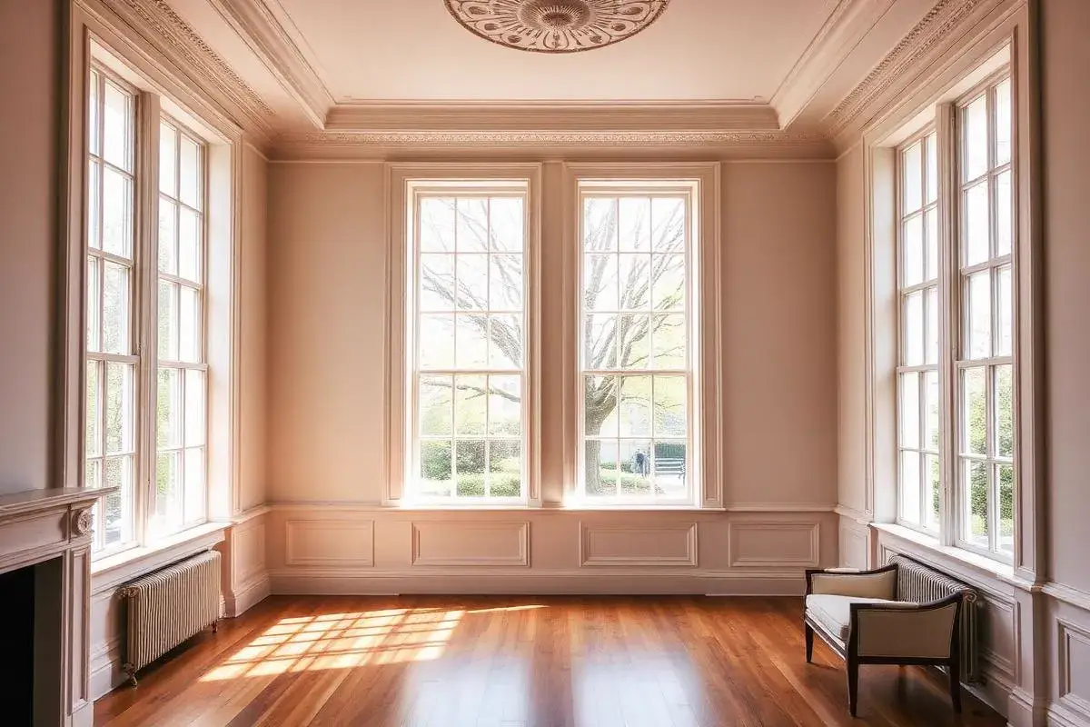 Listed Georgian London townhouse where secondary glazing is internally fitted without planning permission