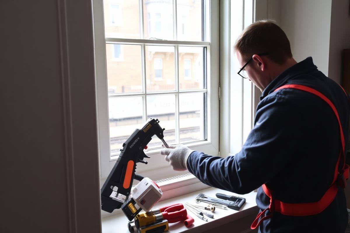 Secondary glazing installation for railway noise reduction Secondary glazing installation for railway noise reduction