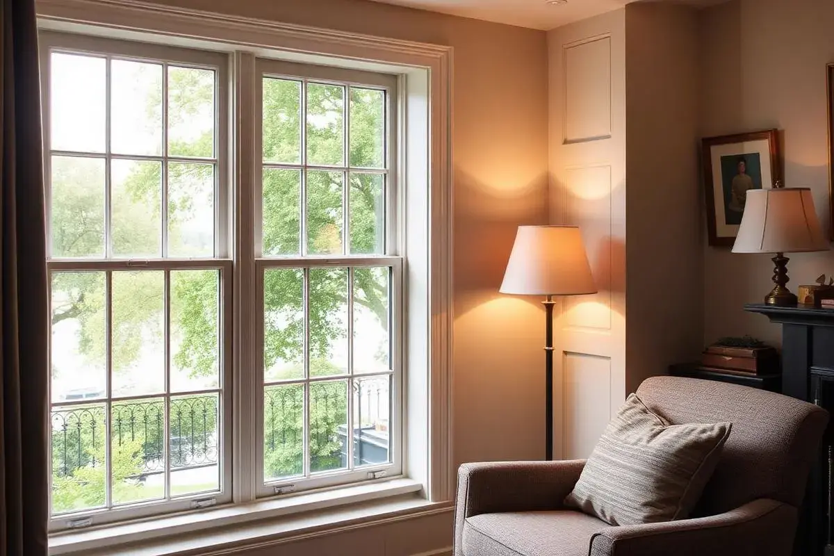 London property under Heathrow flight path with secondary glazing reducing aircraft noise