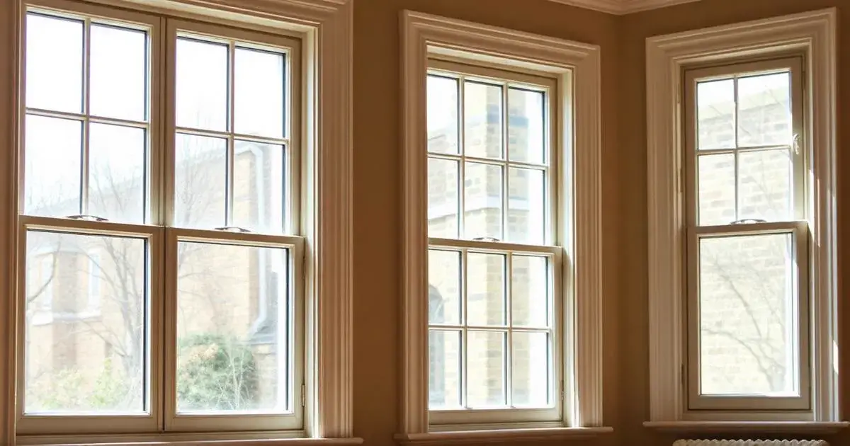 Vertical sliding secondary glazing installed behind a Victorian sash window in a London period home
