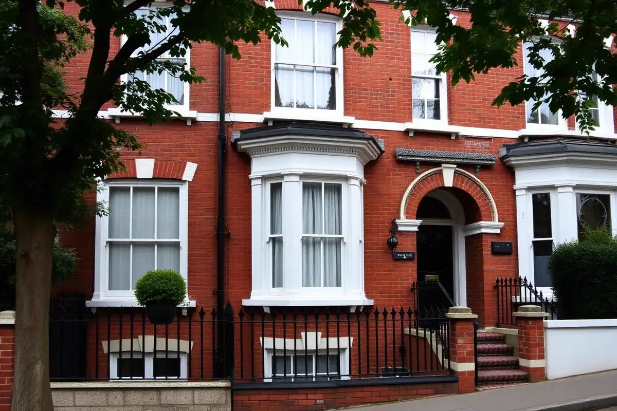 Victorian London terraced house with secondary glazing on original sash windows Victorian terraced house in London featuring original sash windows with secondary glazing