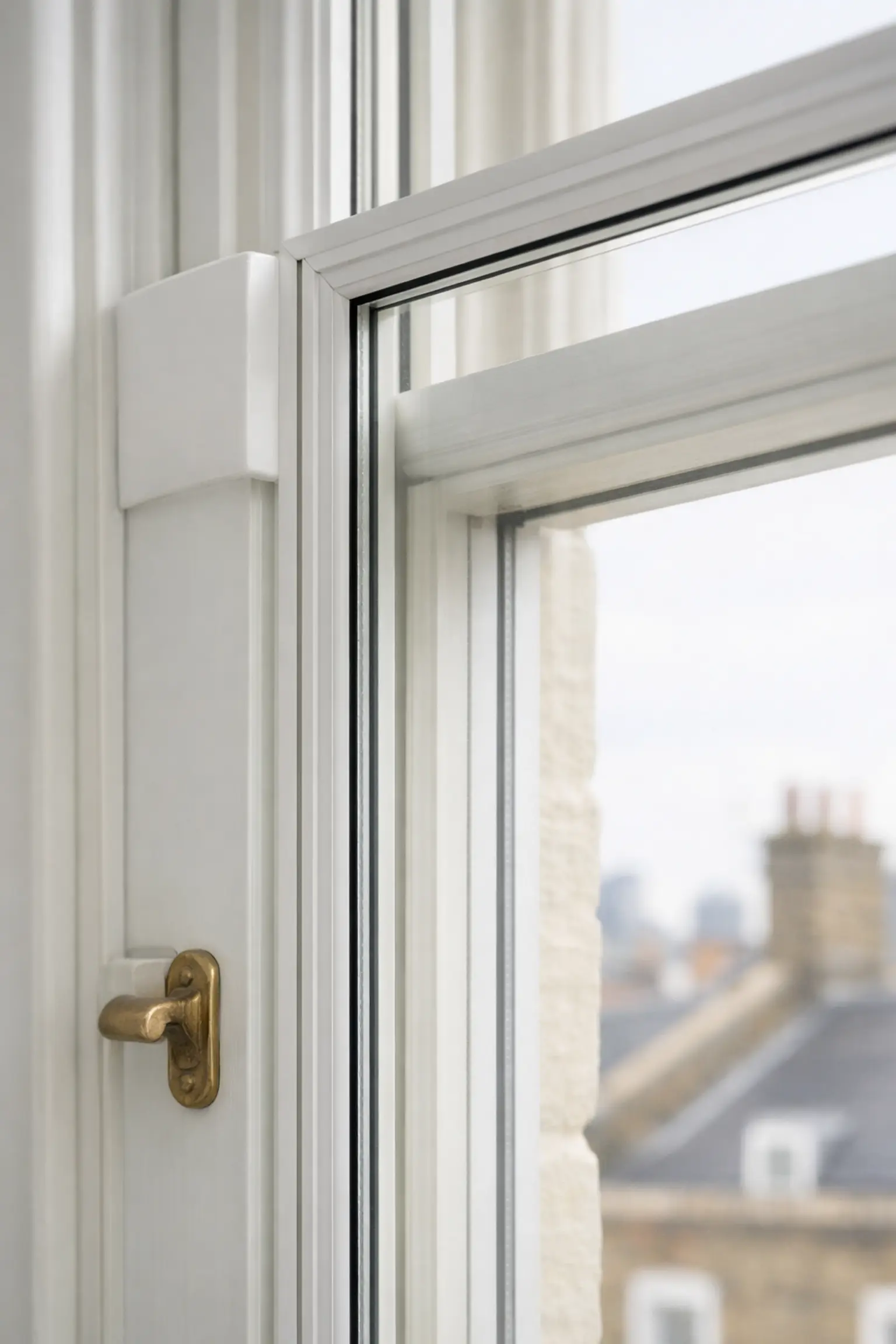 Secondary glazing fitted discreetly to traditional sash window in Chelsea home