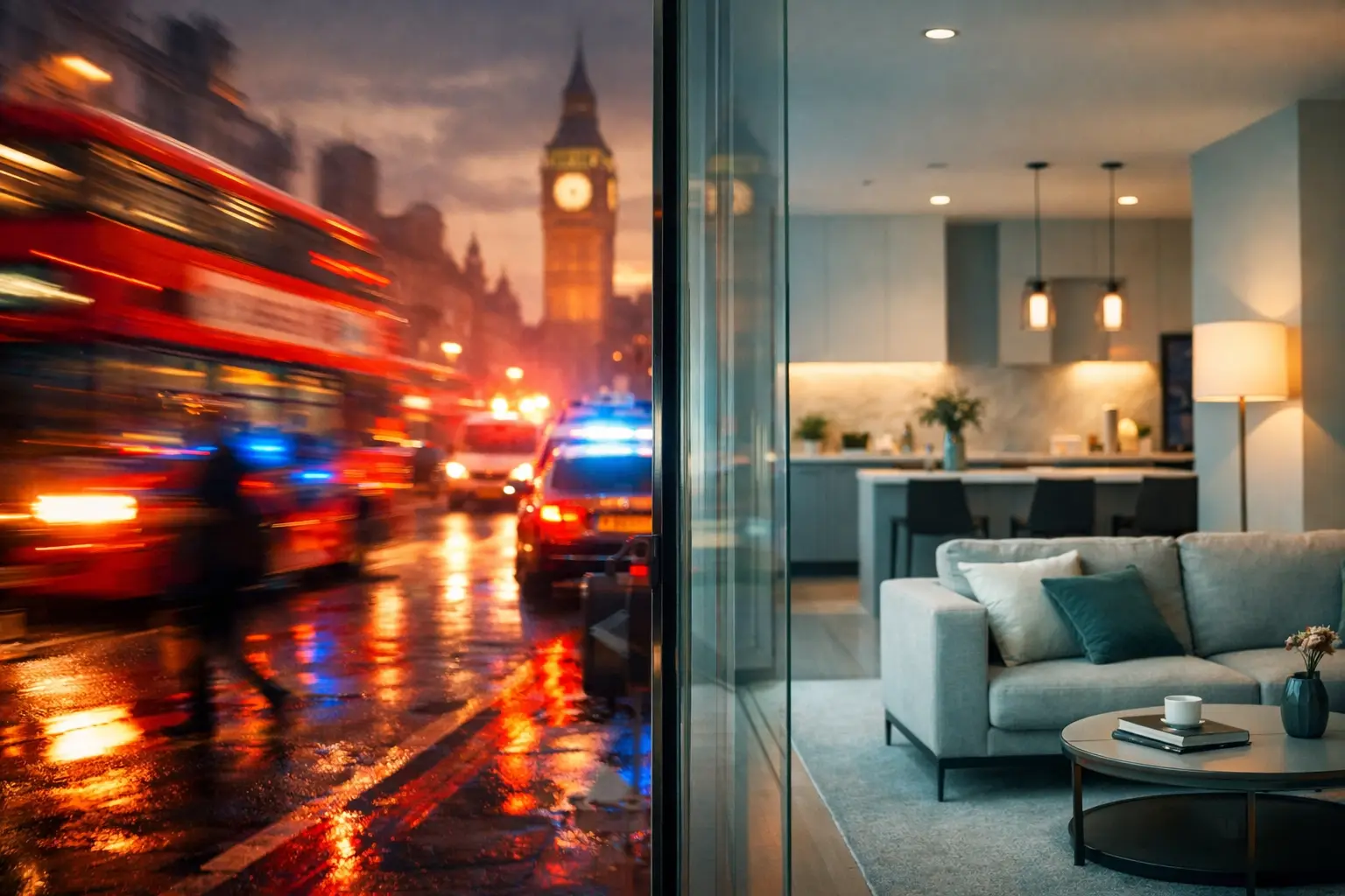 Cross-section showing the 100mm air gap between primary and secondary glazing for noise reduction