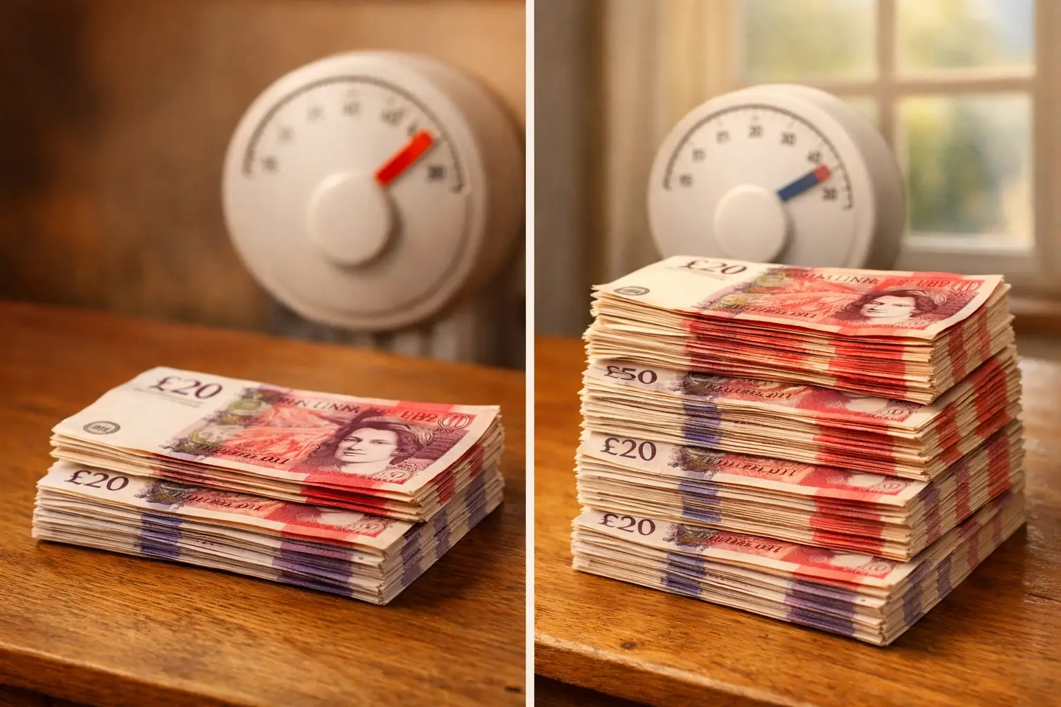 Heating bill savings visualization comparing energy costs with secondary glazing benefits