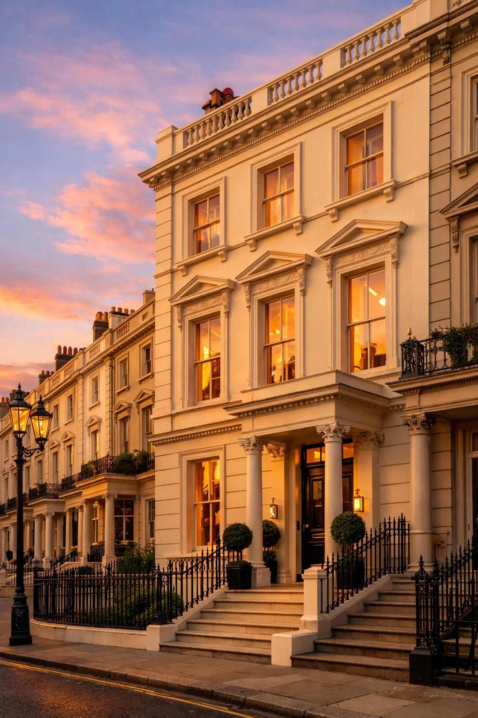 Georgian townhouse in Kensington conservation area with traditional sash windows