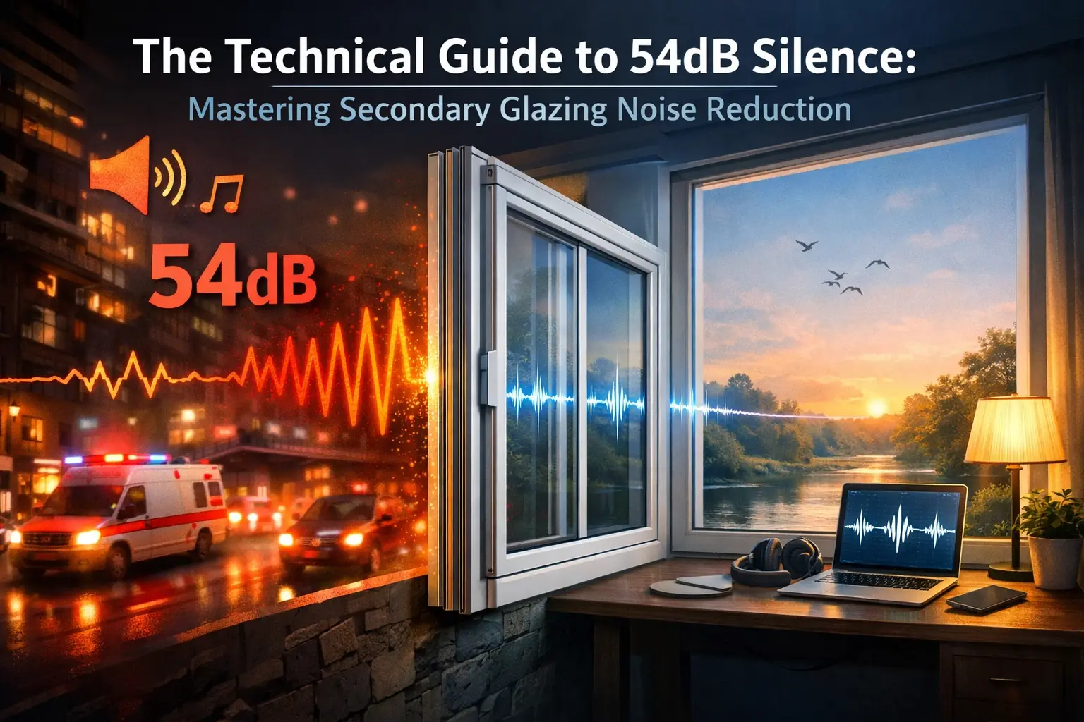 Secondary glazing acoustic installation achieving 54dB noise reduction in a London period home