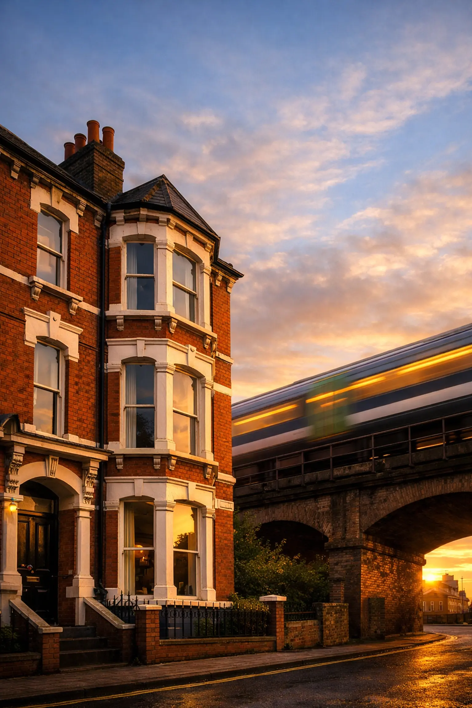 Victorian terraced houses in Wandsworth near Clapham Junction with secondary glazing for railway noise reduction