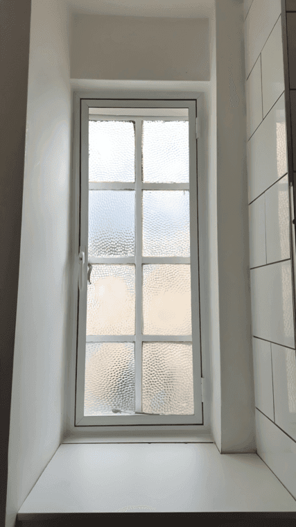 Acoustic secondary glazing with privacy glass installed in a London period home